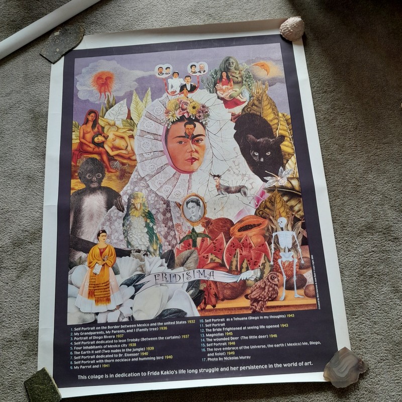 LARGE FRIDA KALOH ART POSTER MEXICO ART POSTER 49" X 36"
