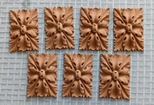 Vintage Composite Rosette Appliques Furniture Craft 3 1/4 x 2 1/4 Lot of 7