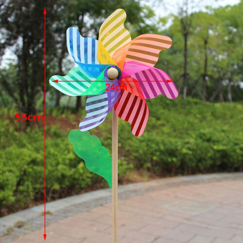 24cm Wood windmill garden yard party outdoor wind spinner ornament kids toys JSE - Picture 1 of 11
