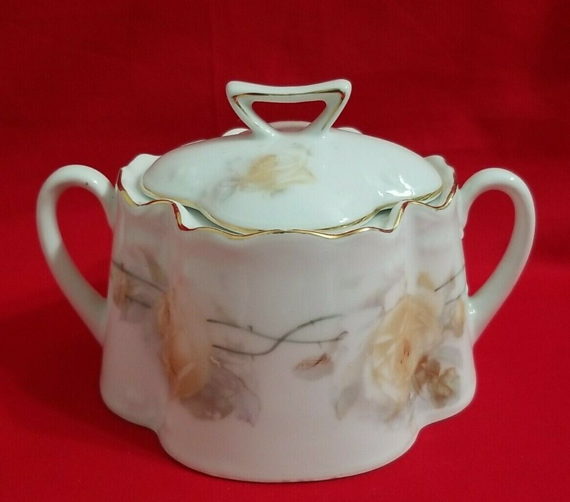 1880-1918 Zeh Scherzer Z.S.&Co Bavaria Sugar Bowl & Lid ~ Yellow