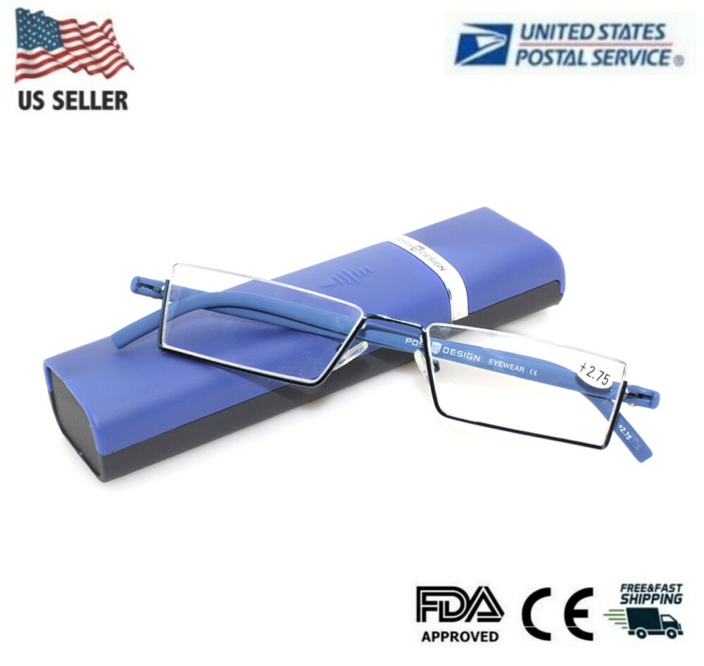 Reading Glasses - Compact Case Included Semi Rimless Readers-image