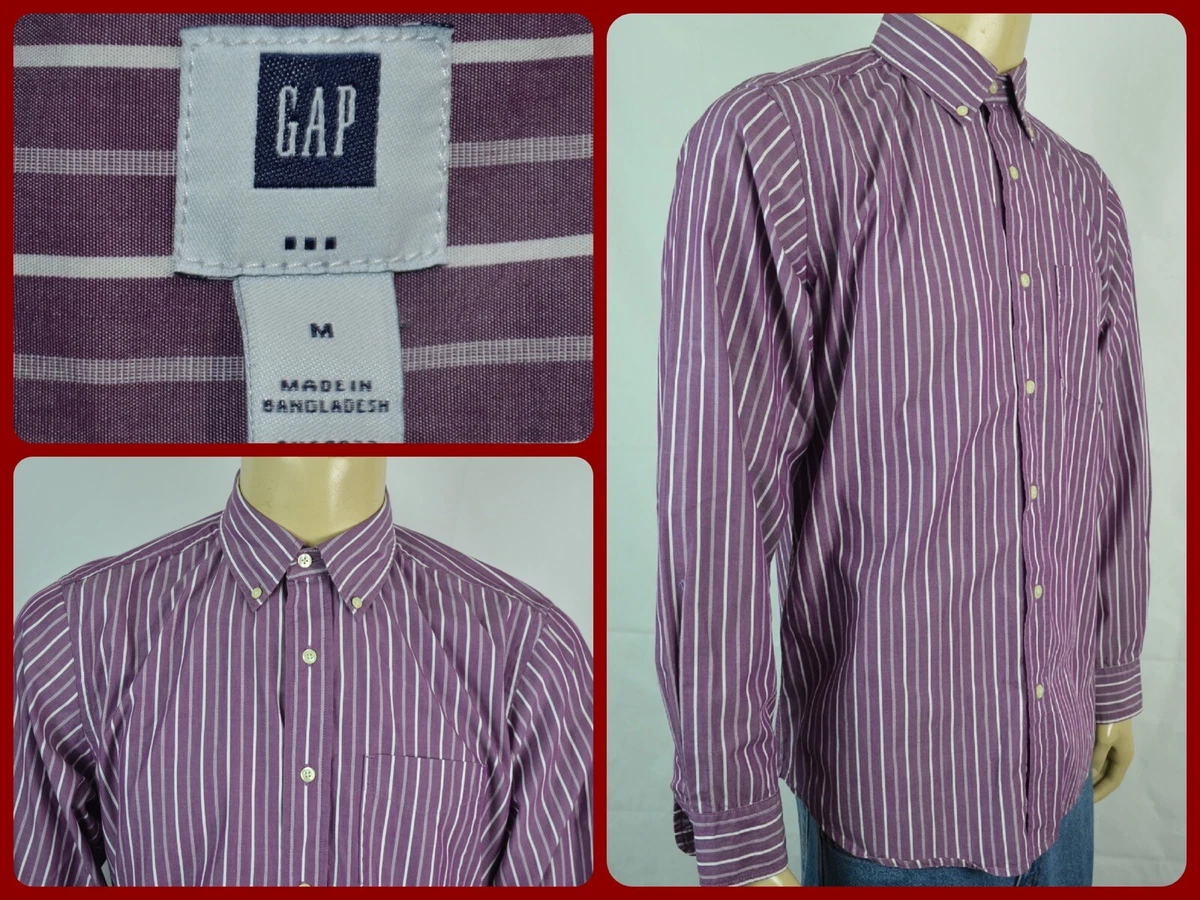 Gap Classic Purple White Stripe Mens Medium Dress Casual Shirt