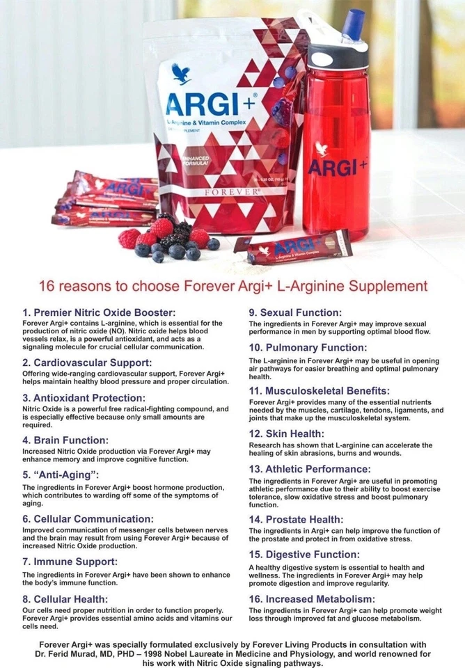 Forever Living ARGI+ con complejo de L-arginina y vitaminas fórmula mejorada Foto 3 de 3