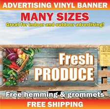 FRESH PRODUCE Advertising Banner Vinyl Mesh Sign Farm Market Retail Store Farmer