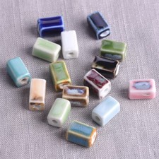 10pcs Rectangle Cuboid Shape 12x8mm Flambed Glazed Enamal Ceramic Porcelain Bead