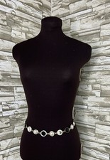 vintage rhinestone belt chain faux pearl 45" adjustable
