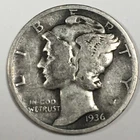 1936 United States Mercury Dime - Very Good (VG) KM#140 - 90% Silver - 6358