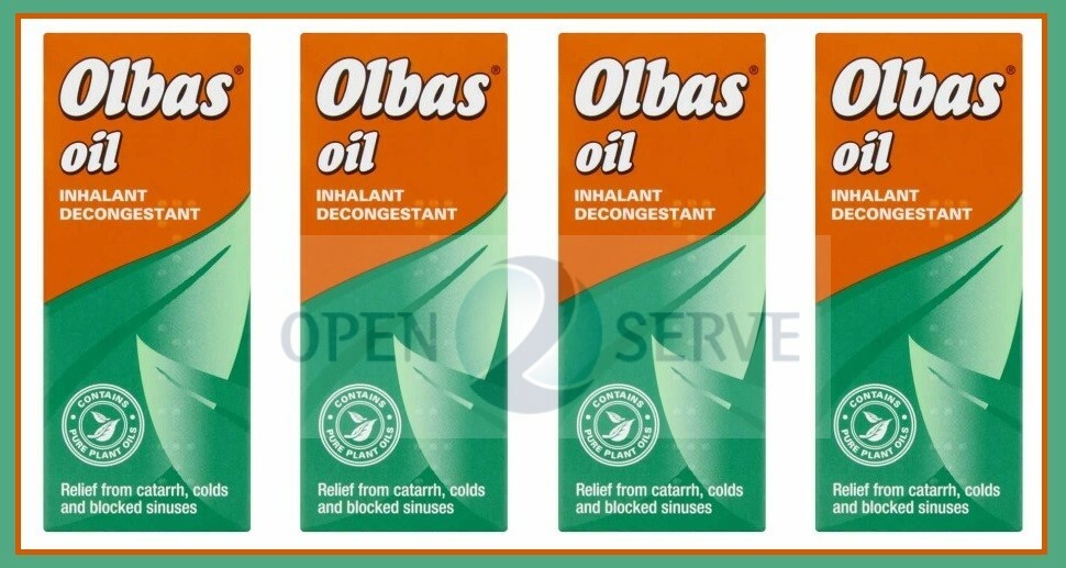 4x Olbas Oil - Inhalant Decongestant - Catarrh Colds Blocked Sinuses - 12ml