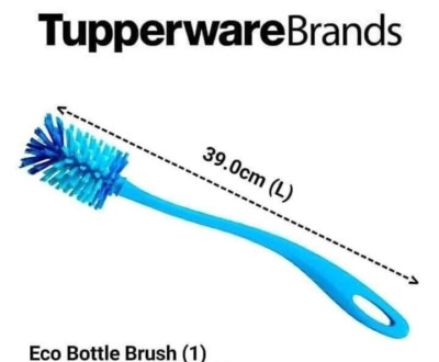 Tupperware Blue Eco Sport Water Bottle Plastic Tumbler Long Cleansing Brush Tool