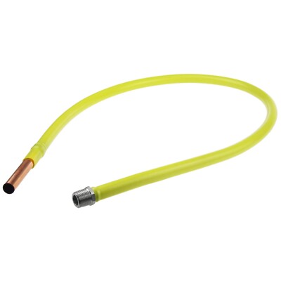 GELBER GASSCHLAUCH FÜR WOHNWAGEN 15mm KUPFERROHR x 1/2'' BSP STECKER FLEXIBEL 1,2M