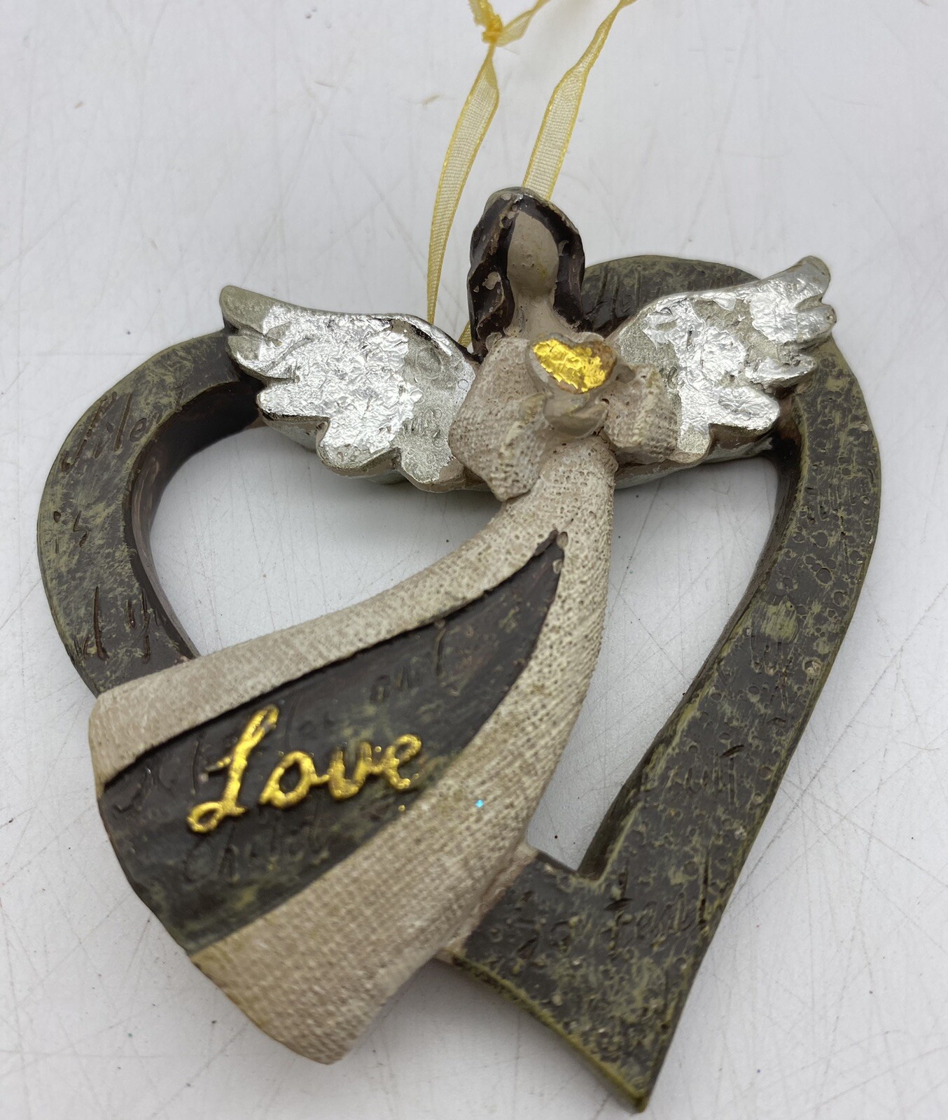 Heart Angel "Love" Christmas ornament ~ Preowned
