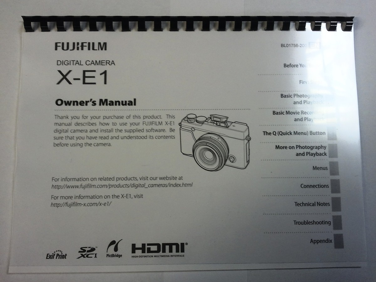 FUJIFILM X-E1 PRINTED INSTRUCTION MANUAL USER GUIDE 136 PAGES