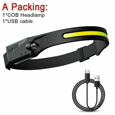 230° Sensor COB LED Stirnlampe Wiederaufladbar Headlamp Camping Kopfleuchte Akku