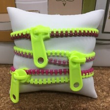 3 PC Fashion Bracelets Zipper Plastic 7.5" Assorted Colors New Free Ship 4024