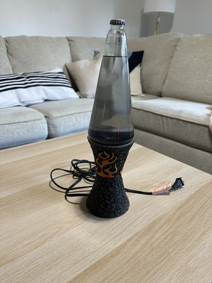 Vintage Lava Lamp Original 2005 Flames Ceramic Black In Gray Liquid 17