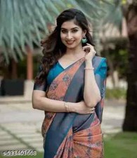 Women's kanjivaram Silk Saree With Separate Blouse Piece