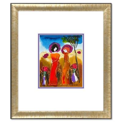 Moshe Leider, Framed Original Mixed Media Watercolor Painting, Hand Signed