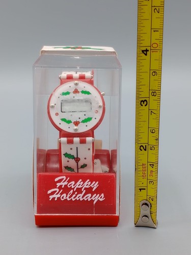 Vintage Christmas Holiday Digital Watch New Old Stock Gift Mistletoe Holly - Picture 6 of 6