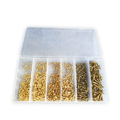 Messing Holzschrauben DIN97 mit Schlitz Sortiment Set Box Senkkopf 2,5mm 3mm Ø