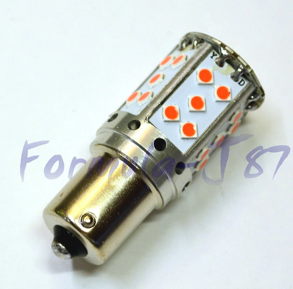 Canbus Error Free LED Light PY21W Red Two Bulbs Front Turn Signal Replace Lamp - Image 4 of 4