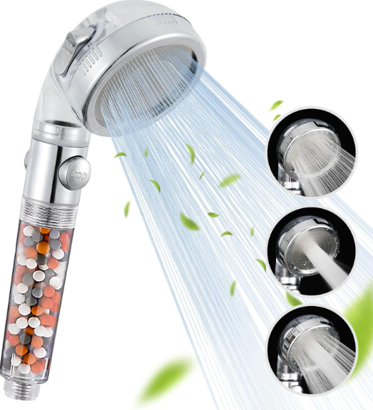 High Pressure Filtered Shower Head with Handheld and 3 Spray Modes for Water Saving Soft Flow