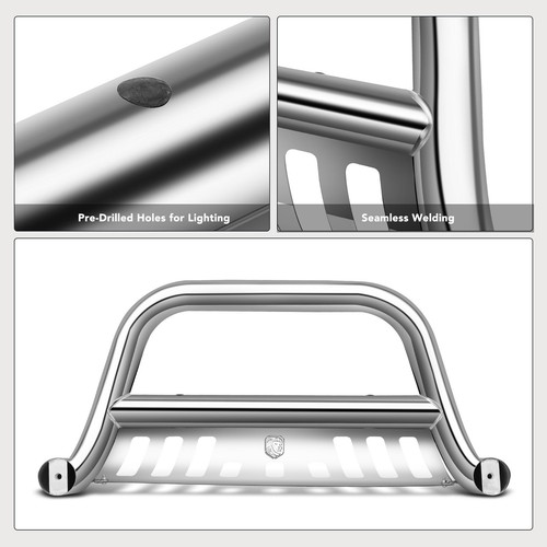 3" S/S Bull Bar Bumper Grille Guard with Skid Plate for Toyota Highlander 14-16 - Picture 11 of 11