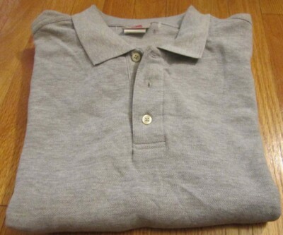 Men Golf Shirt Hanes Long Sleeve XL Gray Color 100 Cotton