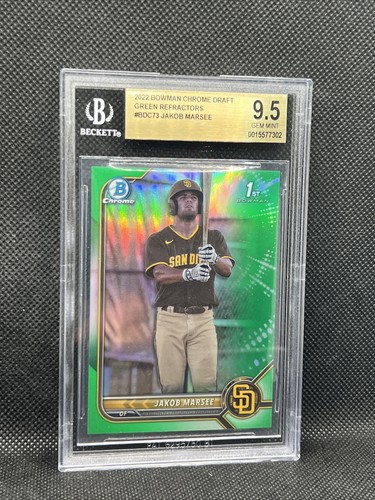 Jakob Marsee 2022 Bowman Chrome 1st Green Refractor #32/99 BGS 9.5 GEM MINT