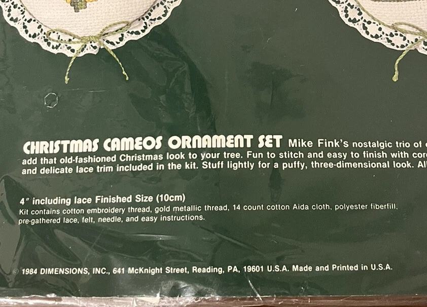 Nuevo de Lote Antiguo 1984 Dimensiones Contado Punto de Cruz Camafeos de Navidad Adorno Kit #8316 Foto 3 de 3