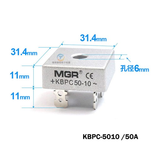 1000V Metallgehäuse Einphasiger Diodenbrückengleichrichter 10A-50A -KBPC1010-KBPC5010 - Bild 6 von 15
