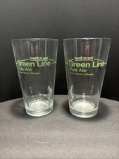 Set Of 2 Goose Island Chicago Green Line Pale Ale Beer Pint Drinking Glass