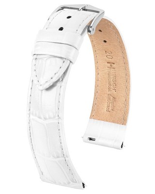 HIRSCH - Louisianalook, Elegantes Kalbslederarmband in weiß mit Alligatorprägung