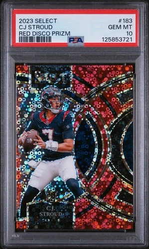 2023 Select CJ Stroud Disco Red Prizm /49 Rookie RC PSA 10