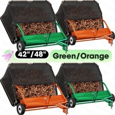42/48" Tow Behind Lawn Sweeper Leaf Collector Sweeper 18.55/25.1 Cu. Ft Capacity