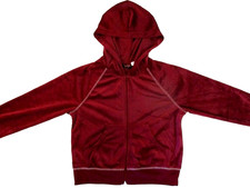 Girls Burgundy velvet Hoodie with pockets Jacket Long sleeves TG USA Size M