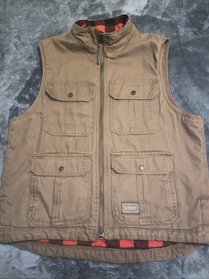 C.E. Schmidt Workwear vest, utility duck canvas red plaid flannel lined  Large L