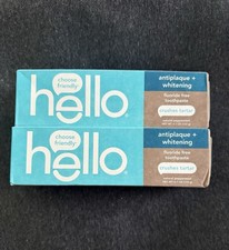 Lot of 2 Hello Antiplaque Whitening Toothpaste Fluoride Free Peppermint 4.7oz
