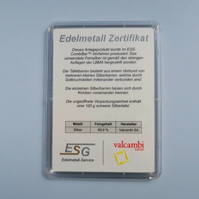 Valcambi 100 Gram Silver 999 CombiBar 10 x 10 Gram Bar - Image 4 of 4