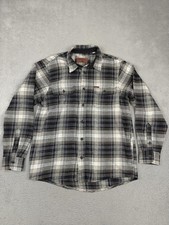 Orvis Flannel Shirt Mens Medium Blue Plaid Cotton Long Sleeve Button Front