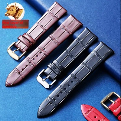 High-quality Cowhide Watch Band Ultra-thin Soft Genuine Leather Strap 8mm-22mm - Image 1 of 4