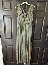 NWT EXPRESS x RACHEL ZOE Gold Metallic Maxi Dress Sleeveless Size Medium NEW