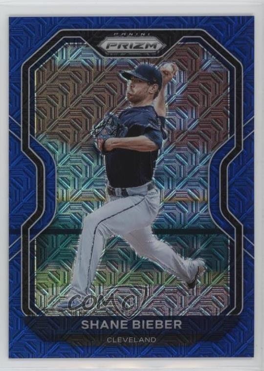 2021 Panini Prizm Tier II Blue Mojo Prizm 46/199 Shane Bieber #166 1ez6