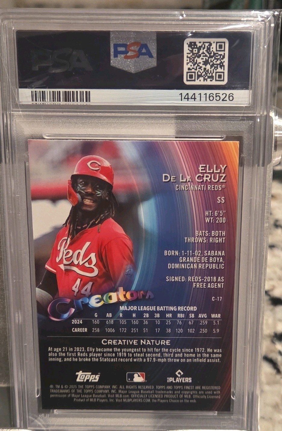 Topps 2025 Finest Creators Elly De La Cruz #C-17 PSA 10 Cincinnati Reds Pop 2 view 2
