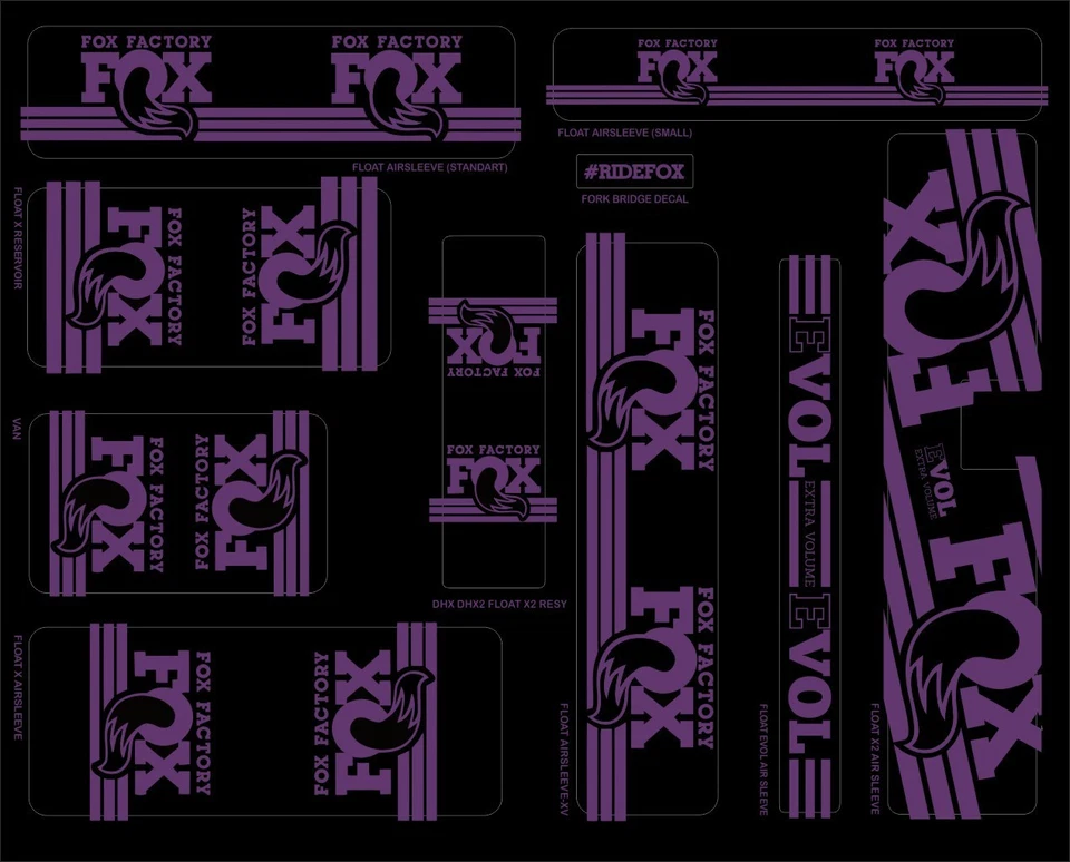 Fox Heritage 2017 horquillas suspensión y amortiguadores calcomanía pegatina kit adhesivo púrpura Foto 3 de 3