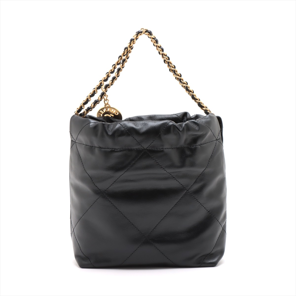 Chanel Chanel 22 Mini Leather Chain Shoulder Bag Black Gold