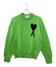 Authentic Ami Heart Logo Crew Neck Sweater Uks002.018 S Green Men UKS002.018