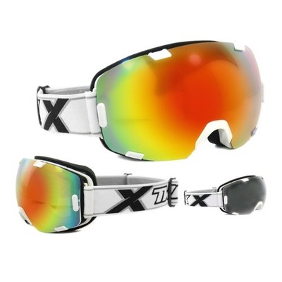 TWO-X Air Ski Goggles White Mirror Lens Orange Windproof Snowboard Winter