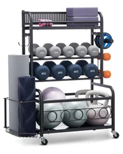 Home Gym Workout Equipment Organizer Yoga Mat Storage Weight Rack Dumbbell
