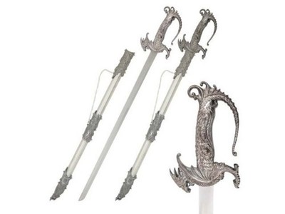 36''Snake Eye Tactical Dragon Fantasy Fixed Blade Knife Sword-Medieval w/ Sheath