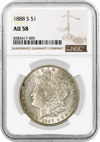 1888 S $1 Morgan Silver Dollar NGC AU58 About Uncirculated Key Date Coin